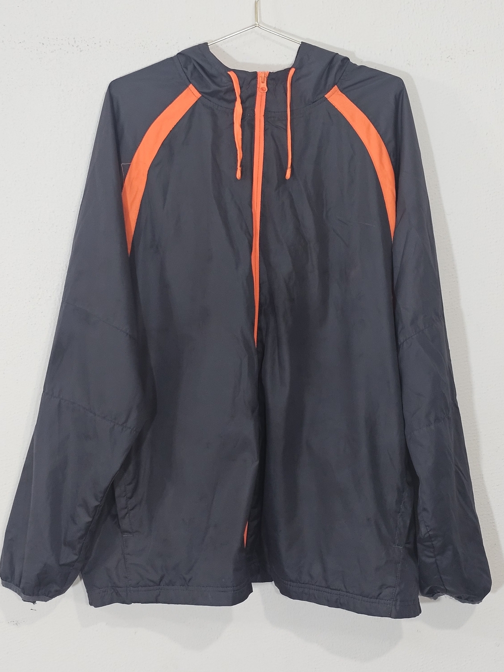 STARTER Gray Windbreaker Jacket with Orange Accents Mens Sz XL 90' Aestetic
